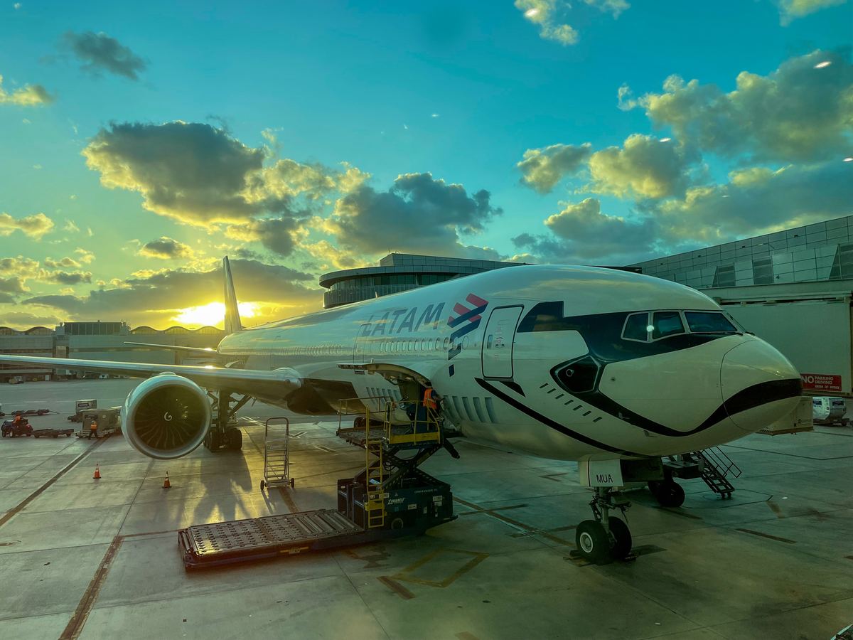 Aircraft on the tarmac at Miami International Airport at sunrise